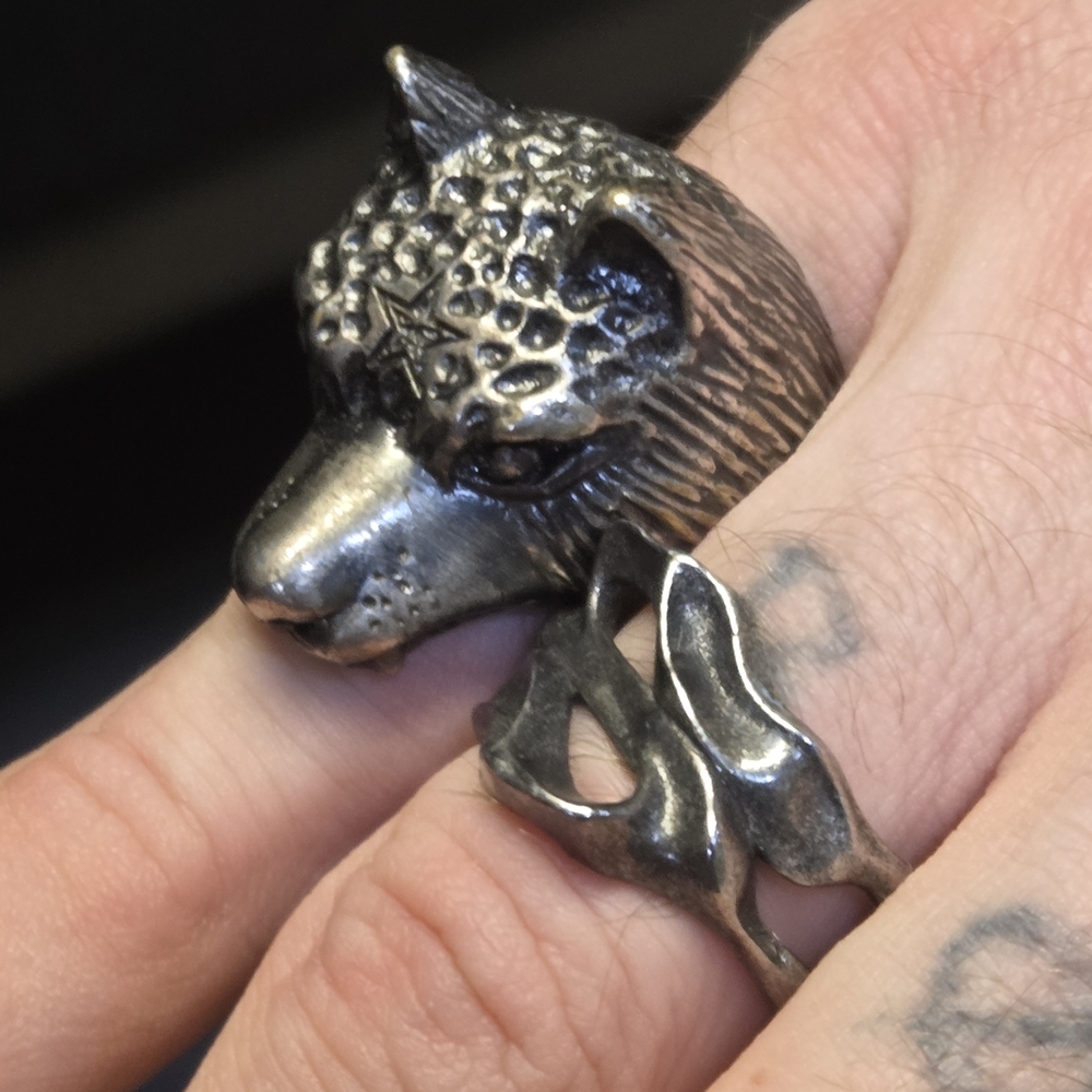 Wolf Head Silver Ring